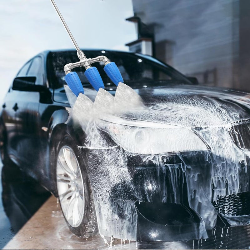 TasuoX Triple Turbo Nozzle Pressure Washer, 3-in-1 Power Washer Turbo Nozzle with 1/4" Quick Connect, 360° Rotating Turbo Nozzle Tip- 4000 PSI, 4-6 GPM, 2.0 Orifice, Blue - Image 3